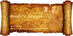 Monár Ervina névjegykártya